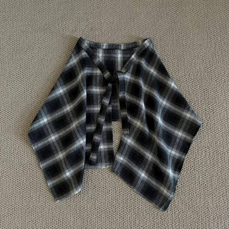 Women s High-Waist Retro Plaid A-Line Skirt - Blue/Brown One Size