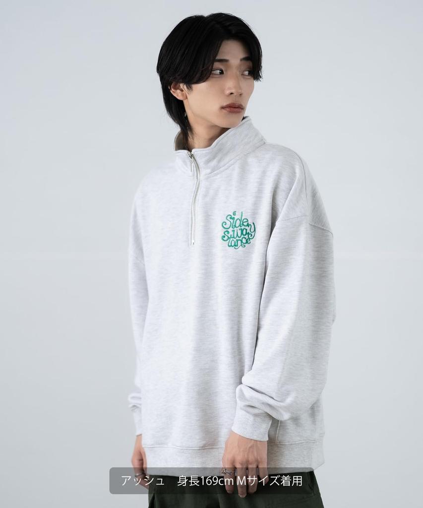 [IMPROVES] [SIDEWAYSTANCE] Embroidered Logo Fleece Half-Zip Sweatshirt