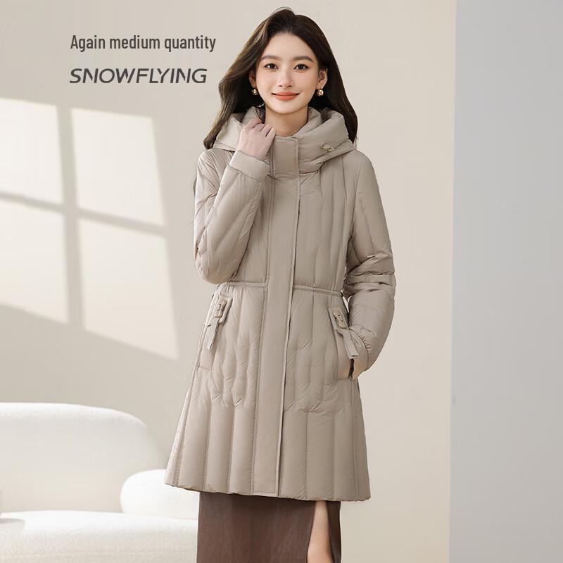 Snowflying Women's Mid-Length Hooded Down Jacket X40146232F