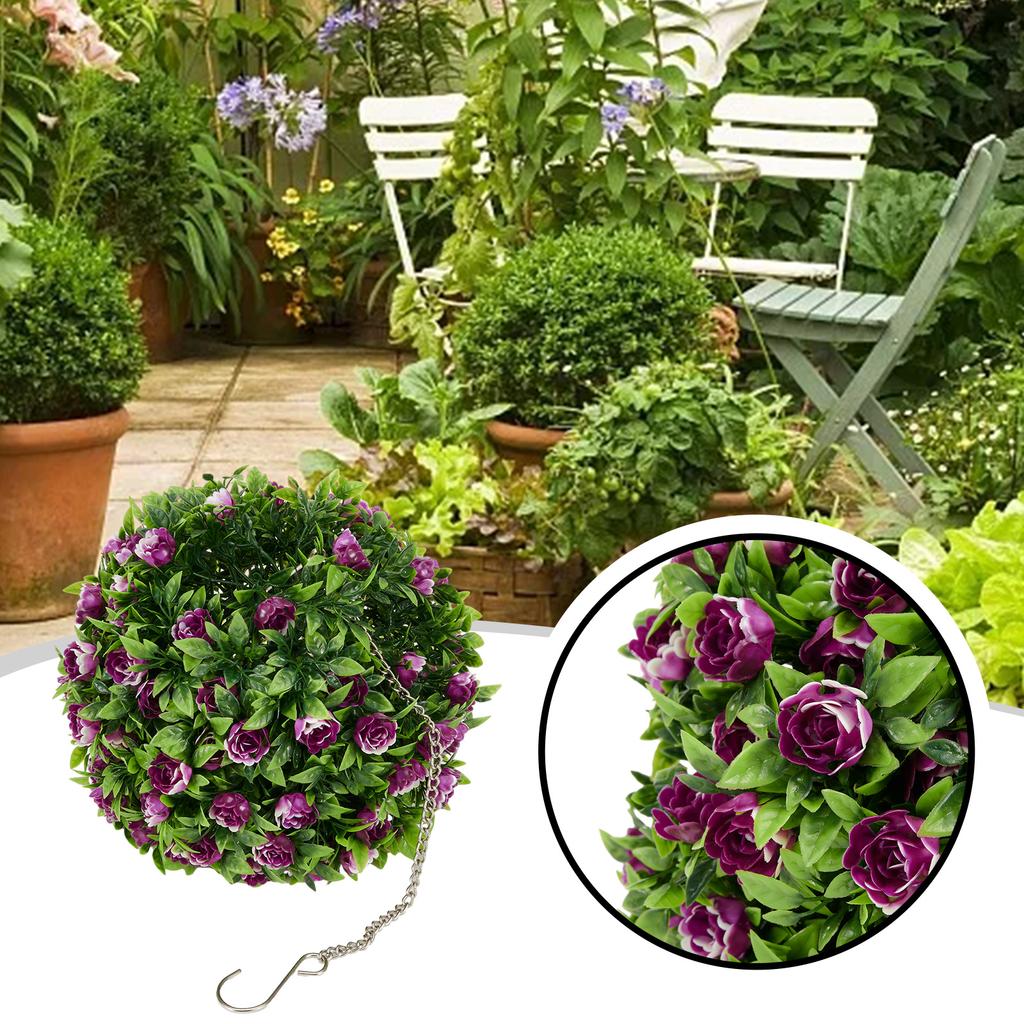 Landscaping Grass Ball Home Garden 1pc Artificial Garden Rose Flower Balls Stage Topiary Hanging UV Stable Birthday