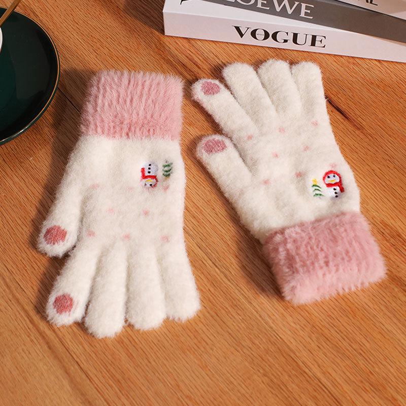Winter Female Ins Cute Velvet Cold-proof Soft Girl Cycling Five-finger Cycling Season