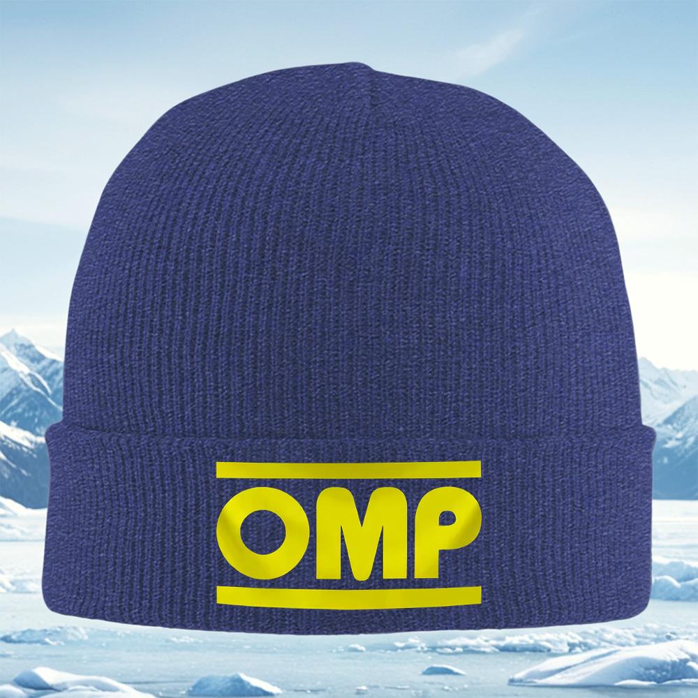 

Yellow OMP Letters Black Background Design Men Women Unisex Knitted Hat Beanie Pullover Cap Winter Thermal Warm Christmas Outdoo