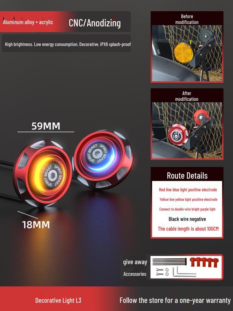 12V High-Brightness LED Motorcycle Abyss Decorative Lights - Personalized Atmosphere with Side Warning