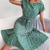 Abito donna primavera estate manica corta a vita alta chic moda floreale pieghettato abito lungo a linea