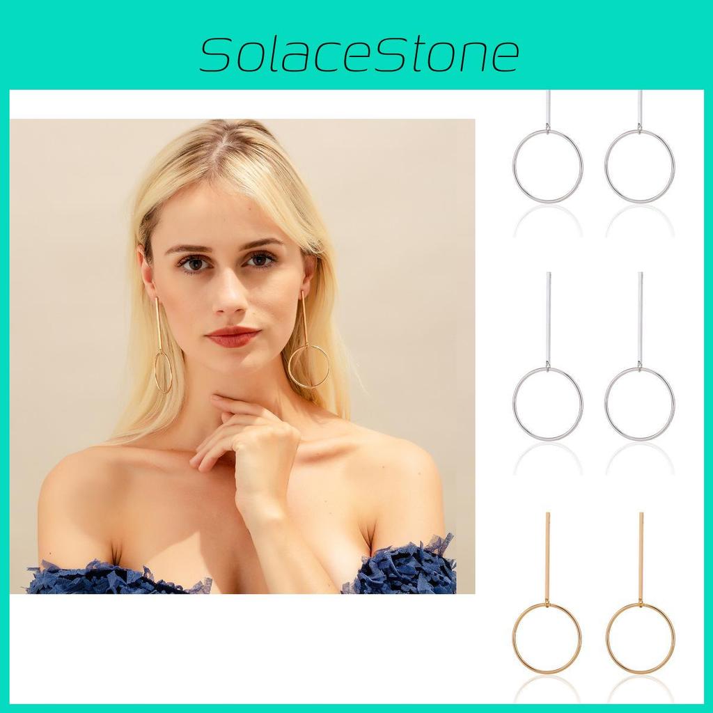 Silver And Gold Geometric Hoop Earrings Fashionable Minimalist Alloy Jewelry For Women