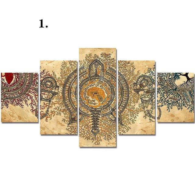 

No Frame Canvas Painting 5 Pcs Bamboo Meditation Buddhism Posters Prints Modern Modular Pictures Home Decor Living Room Wall Art 20x35 20x45 20x55cm