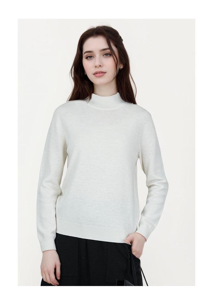 Women's Seamless Wool Half-High Neck Pullover - Slim-Fit Autumn/Winter Knit Sweater