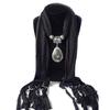 4 Colors Woman's Long Resin Little Rhinestone Pendant Shawl Scarf Necklace Scarf with Pendant