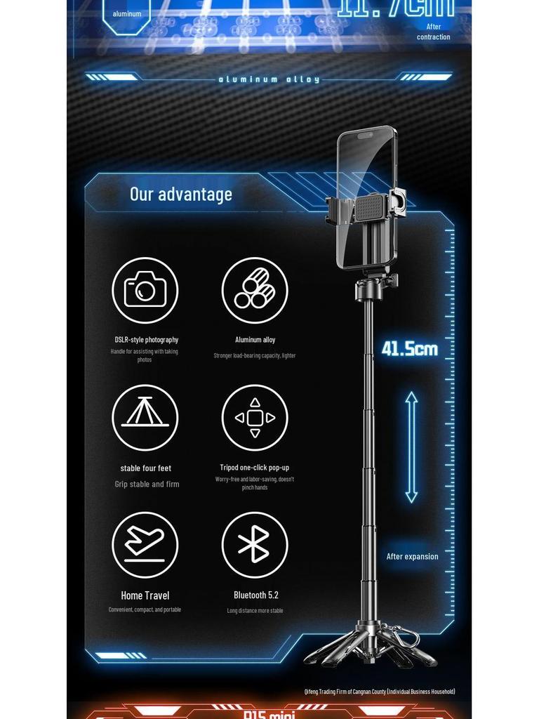 Ultra-Mini Handheld Mobile Stabilizer & Selfie Stick Tripod for Photos and Live Streaming