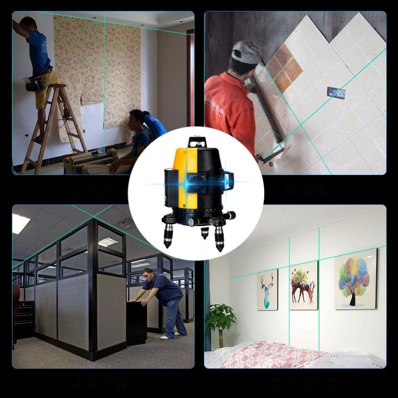 6800mAh 360° 12 Line Laser Level Vertical 3D Blue Horizontal Rotary Cross Self Leveling New