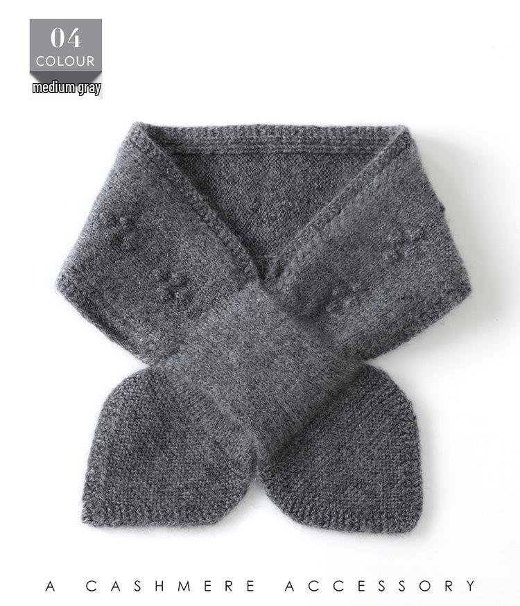 Women's Pure Cashmere Snood: Knitted, Versatile Scarf and Neck Warmer with Student Bow Tie Design