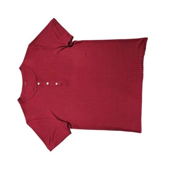 Men Summer T-shirt Short Sleeves Slim Fit Thin Solid Color Stretchy Buttoned V Neck Pullover Thread Sport Fitness Top