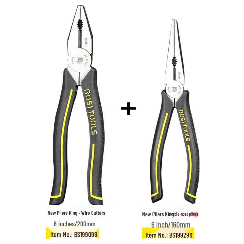 King Multifunctional Pliers: 6-inch & 8-inch Industrial Grade Needle-Nose and Diagonal Wire Cutters for Electricians