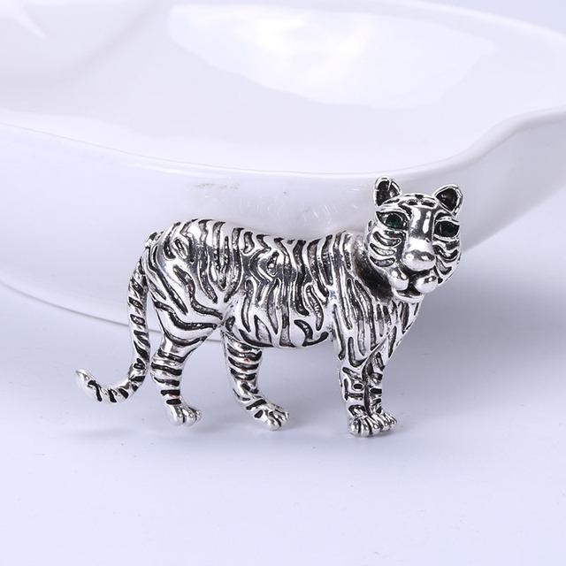 

Ретро-брошь в виде тигра в виде лесного короля для женщин и детей, праздничные броши в виде животных для корсажа, подарочные булавки серебряный