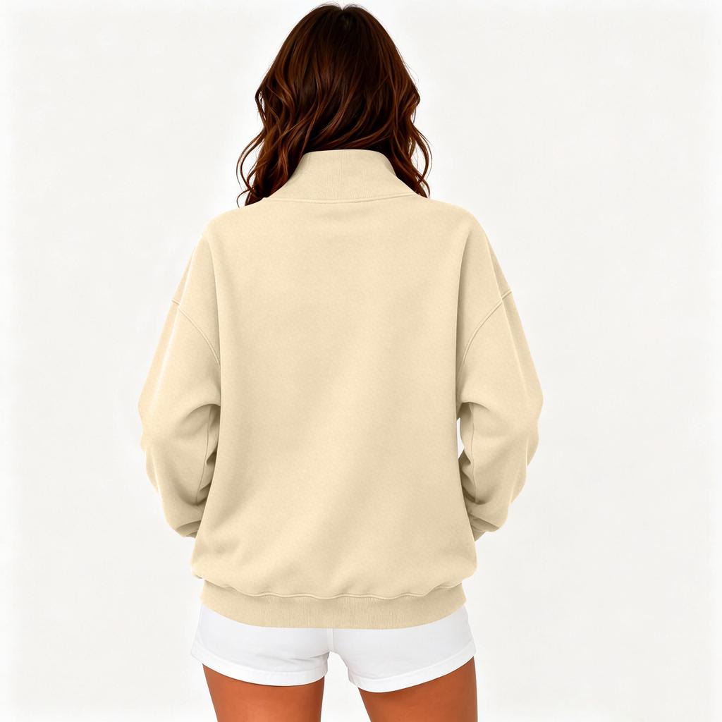 Women's Color Round Neck Loose Fit Long Sleeve Pullover Sweatshirt for Everyday Wear