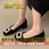 Coarse heel French rhinestone temperament single shoes women's shoes 2025 new spring and summer popular black square head commuter high heels