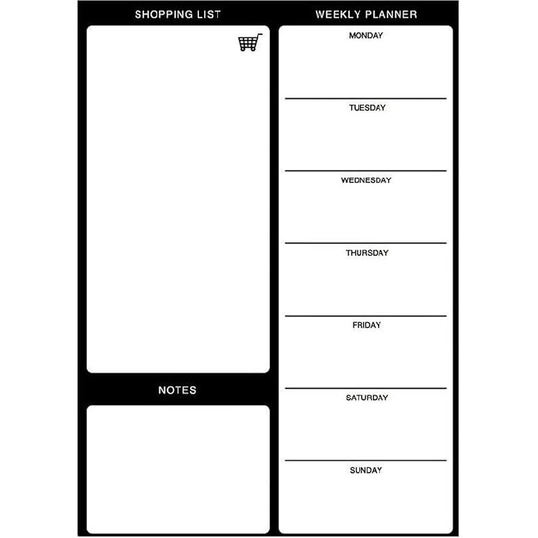 Magnetic Weekly Meal Planner for Refrigerator, 8x12'' Dry Erase Menu Board, Stain Resistant Whiteboard, Strong Magnetic Backing, Ideal for Families,