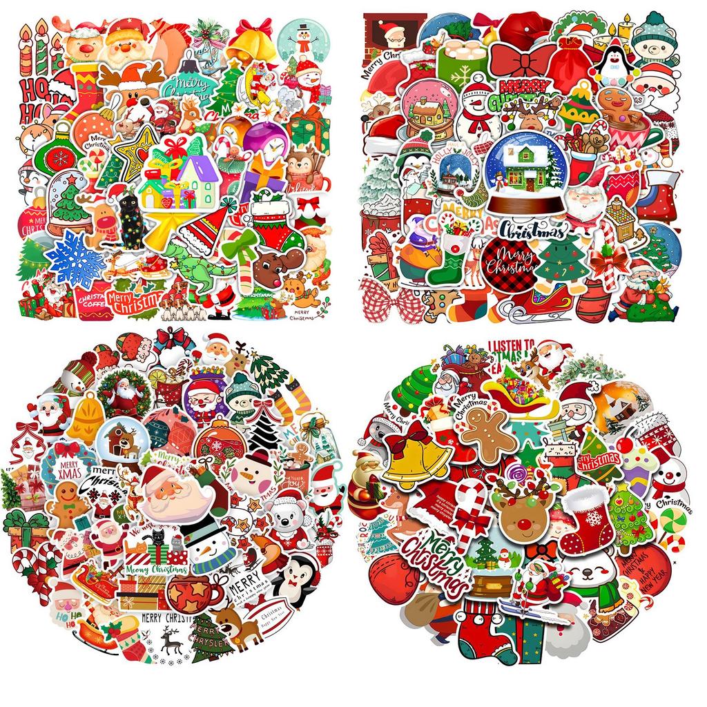 50 Christmas Water Cup Pvc Stickers Stickers Water Cup Luggage Notebook Scooter Motorcycle