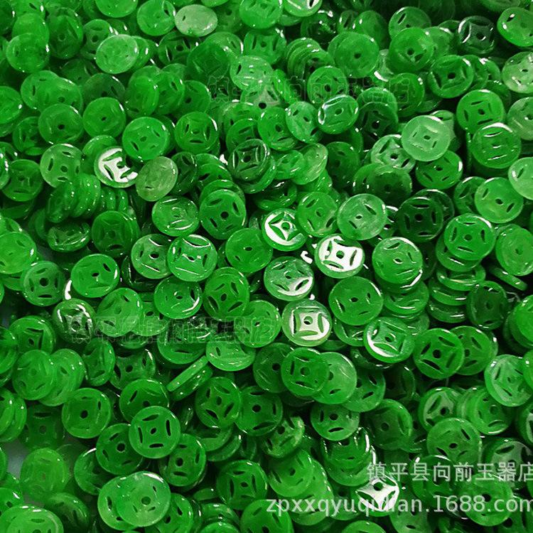 Dry Green Jade Iron Dragon Small Gold Coin Buckle Spacer Beads DIY Accessories