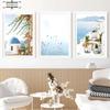 Blue Ocean Door Windmill Aegean Scenery Wall Art Canvas Painting Santorini Poster and Prints Wall Pictures for Living Room Decor