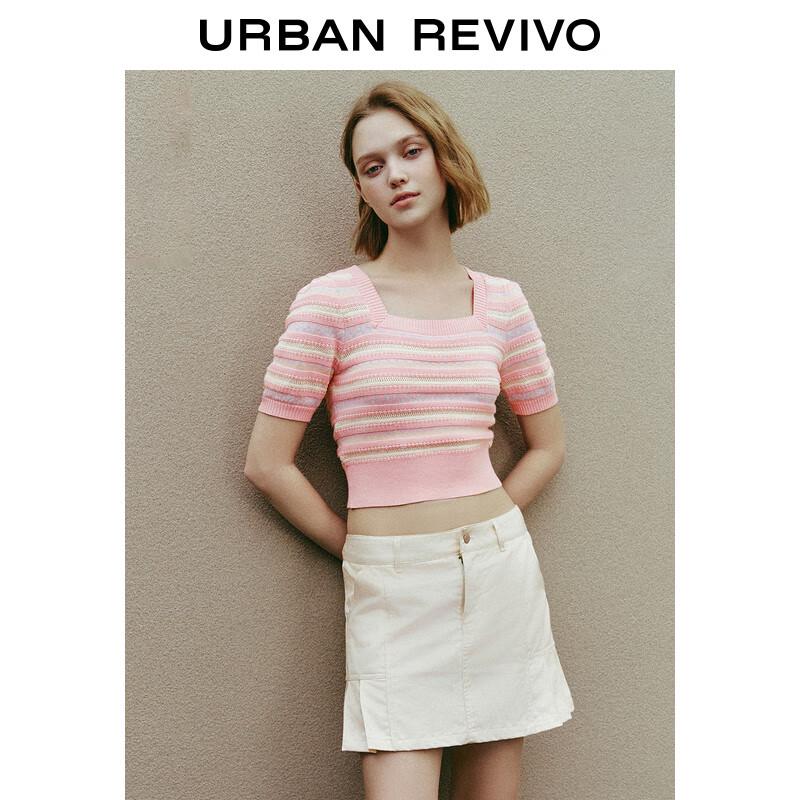 UR 2025 Spring Floral Hollow Knit Top