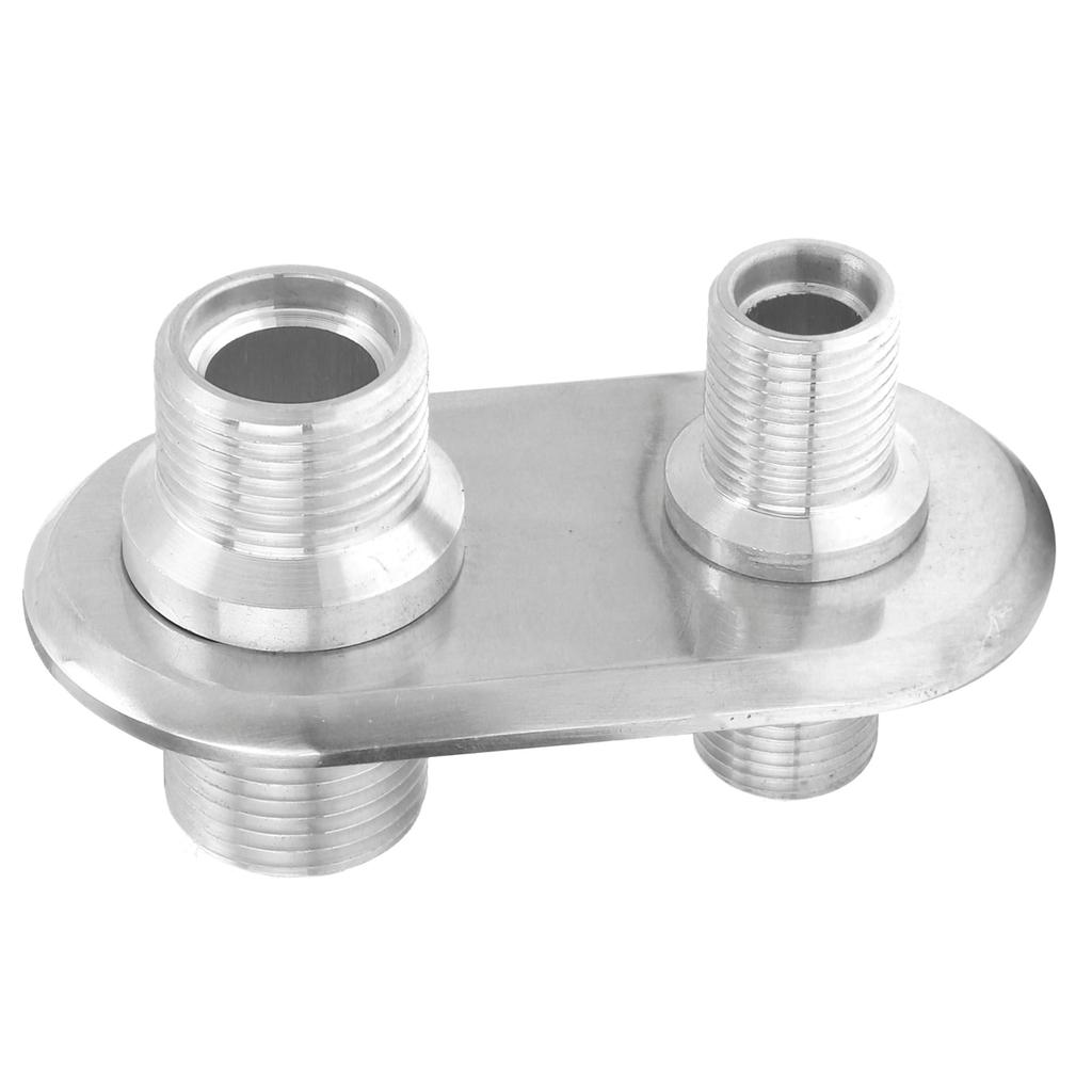 Car 2‑Port Air Conditioner Bulkhead Connector Universal Modification Replacement for Hot RodSilver