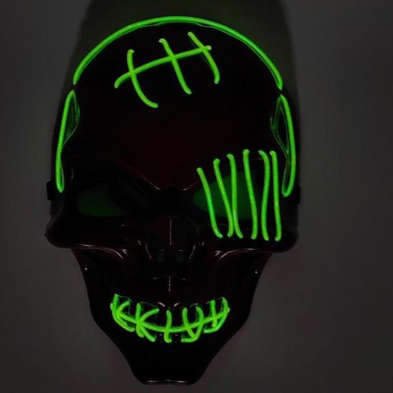 Halloween LED Face Cushion Scary Skull Full Face Cushion Light Up Neon Cosplay Costume Accessory for Parties Raves Festivals