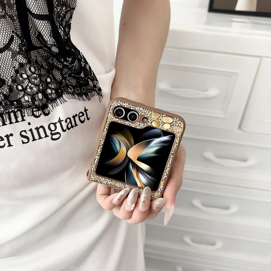 Sparkling Diamond Brilliant TPU Soft Edge Phone Case for Samsung Galaxy Z Flip 7 6 5 4 3 Flip7 Flip6 Skin Feel Protective Cover