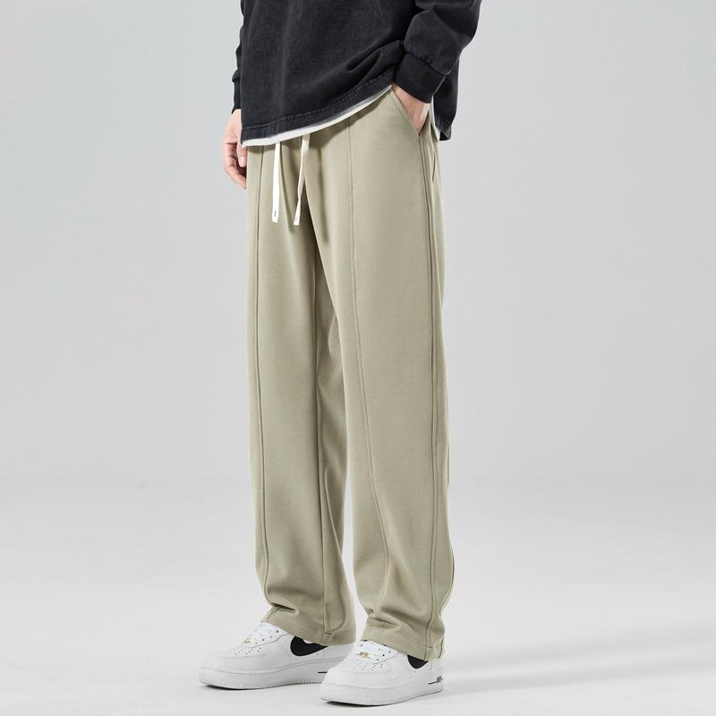 Men Drawstring Waist Loose Fit Straight Leg Casual Pants Streetwear Trousers