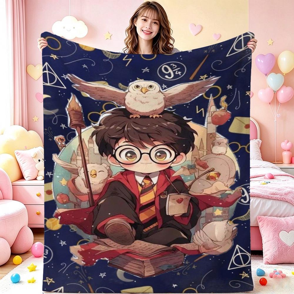 Harry Potter'S Magical World Pattern Theme Flannel Blanket Allseason Fleece Blanket For Bedroom Sofa Bed Home Decor Christmas Gift