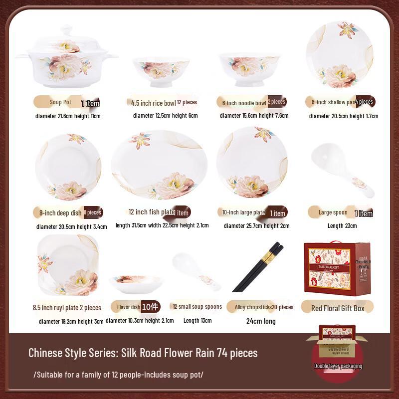 Handon Guochao Ceramic Dinnerware Set - Silk Road Flower Rain