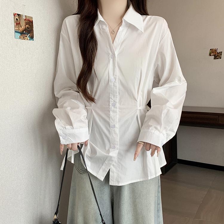 Plus Size Women's Slimming Tie-up Waist-Cinch Fashion Shirt