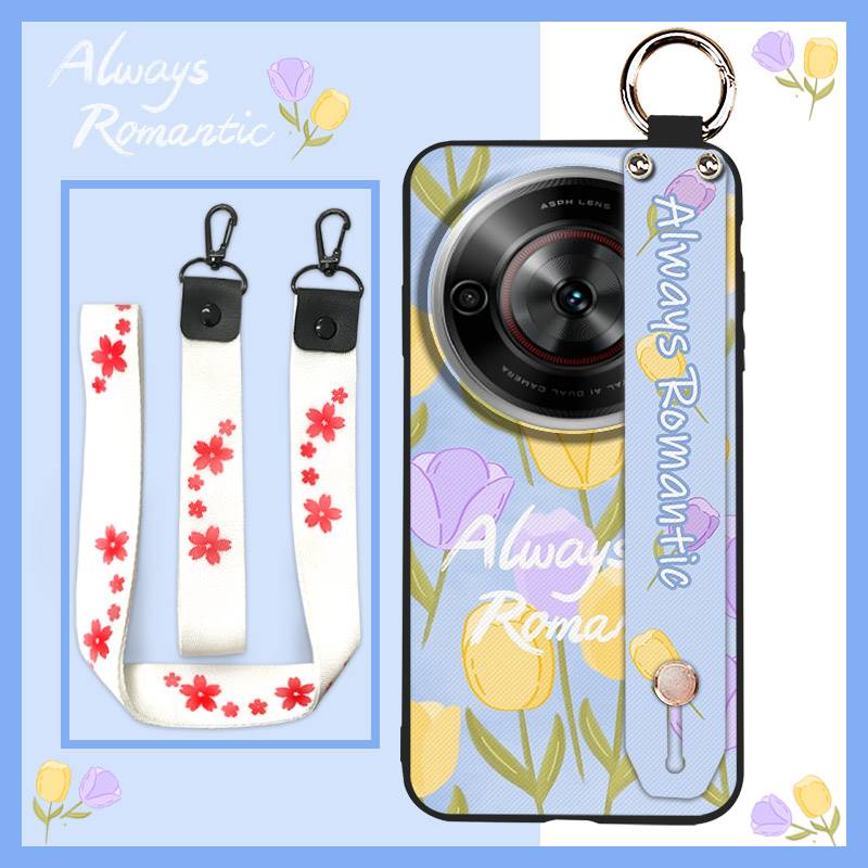 Shockproof Fashion Design Phone Case For ZTE Blade A75 5G/Nubia Focus 5G/Calf 5G Phone Holder Oil Painting Wrist Strap