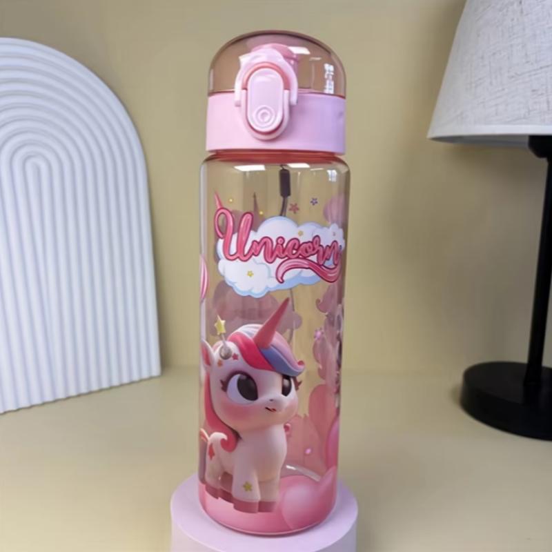 Cute Cartoon Motorcycle Sports Water Bottle 780ml with Sealed Bouncy Lid and Carrying Strap for Outdoor Activities
