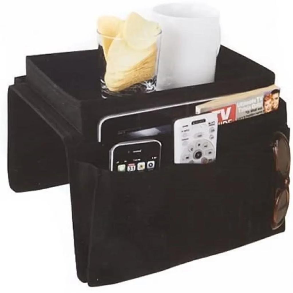 Bolsa Organizadora de Apoio de Braço de Sofá com 4 Bolsos - Bandeja Antiderrapante para Sofá para Controlo Remoto, Telefone, Snacks - Sala de Estar &; Essencial para Apartamento (serve Cadeira, Dormitório)