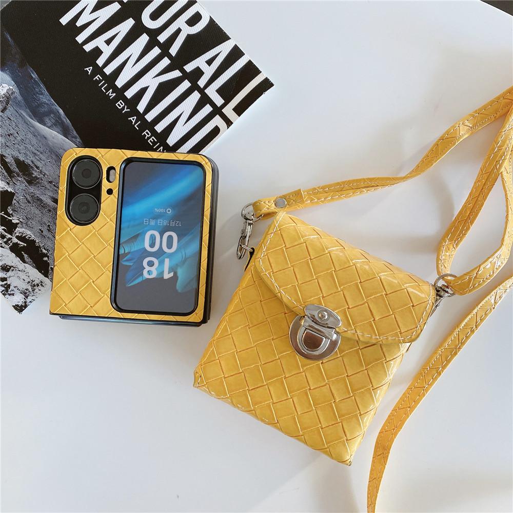 

Чехол на ремешке для Samsung Z Flip 5 Flip3 Z Flip 4, милый мини-кошелек с цепочкой через плечо, кожаный чехол для OPPO N2, откидной чехол 5G N2, откидная крышка Samsung Z Flip 5 жёлтый