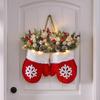 Christmas Wreaths For Front Door Christmas Mitten Wreath With LED Lights Holiday Decorations With Red Berries Pine Cones