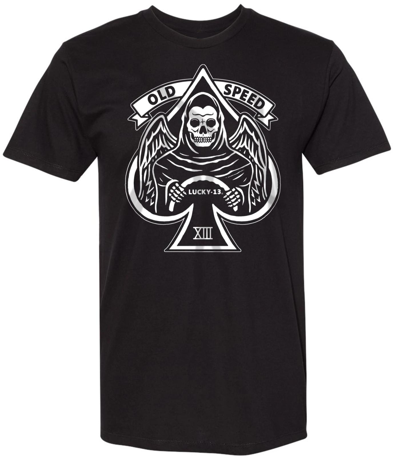 Lucky 13 Speed Grim Reaper Motorcycle Biker Death Spade Tattoos T Shirt LM1300SR S разноцветный