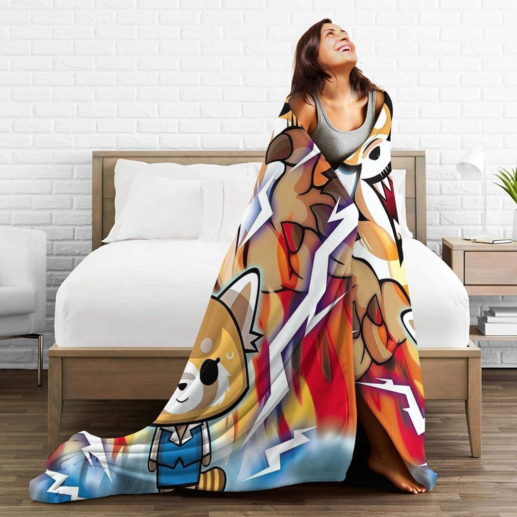 Aggretsuko Blankets  Super Warm Novelty Plush Bedding Throws For Boy Girl Couch Chair Sofa Bed Flannel Bedspread Bed Cover