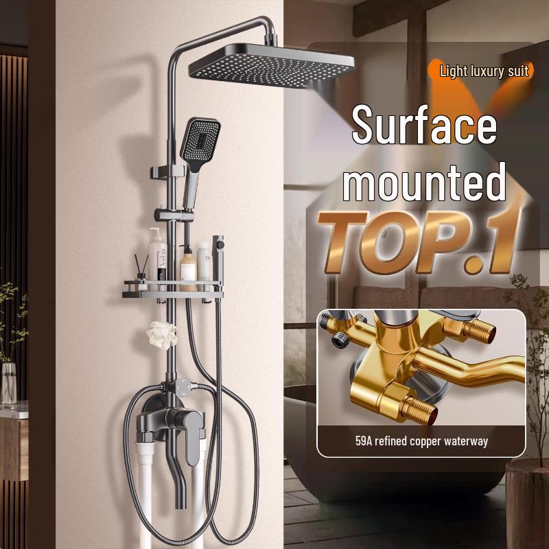 German Style Wall-Mounted Brass Shower Faucet Set