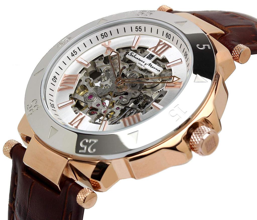 Salvatore Marra Automatic Skeleton Wristwatch for Men, Business and Formal Wear