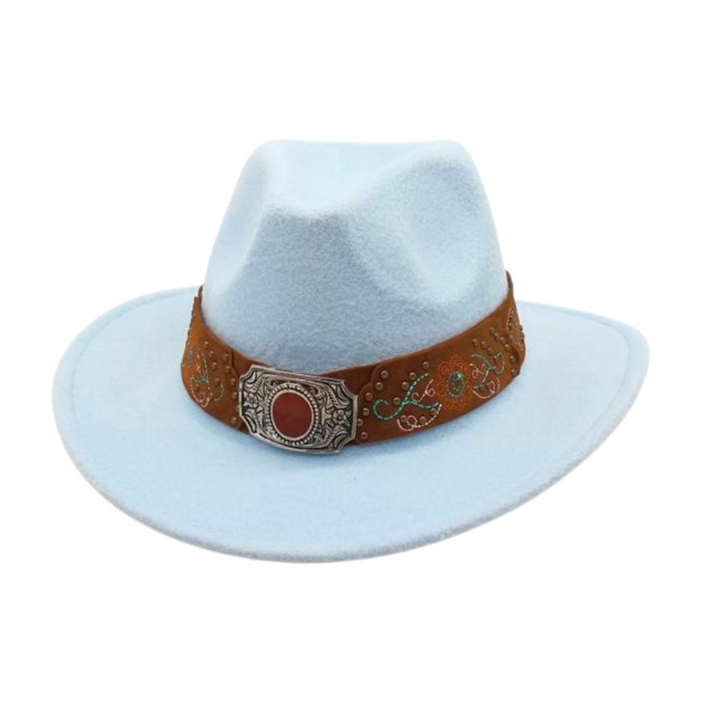 Cappello a Tesa Larga Stile Cowboy Occidentale Tesa Arrotolata Decorazione Stile Etnico Vacanza Viaggio Antivento Cappello a Cilindro