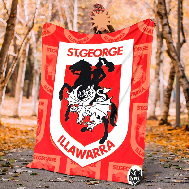 St George Illawarra Flannel Blanket Soft Warm All-Season Throw, Design for Camping, Car Travel, Hiking Sofa, Bed, Office Perfect Gift for Parties