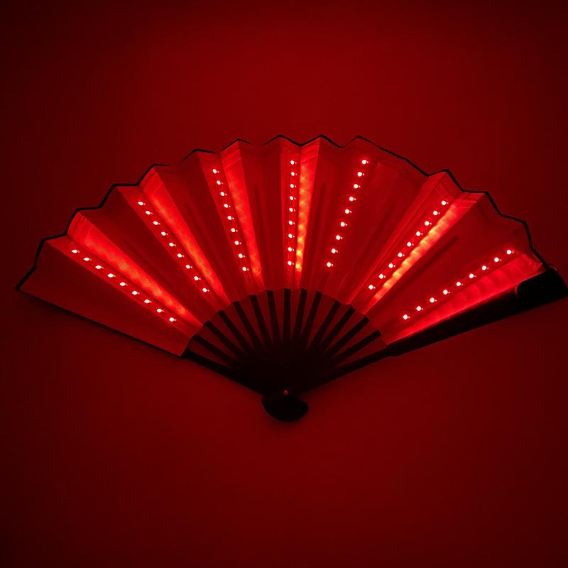 Rose Lace Edge LED Folding Fan - Wedding Gift & Dance Prop