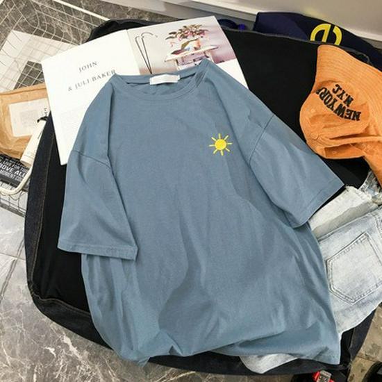 

Футболка свободного кроя для девочек с винтажной вышивкой в виде мультфильма, с коротким рукавом, в модном европейском стиле, 2021 г. XXL