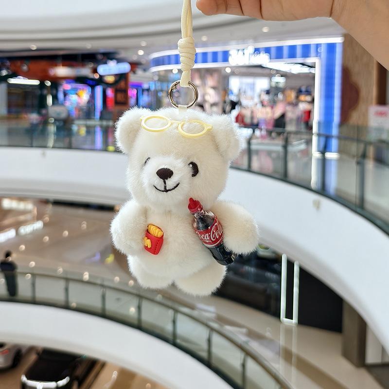 Cute Plush Bear Keychain Bag Charm Soft Stuffed Animal Doll Pendant Toy