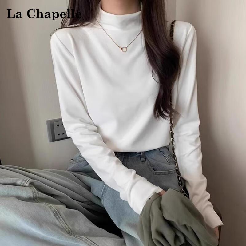 La Chapelle Women s Semi-High Neck De Velvet Long-Sleeve Thermal Base Layer Top S