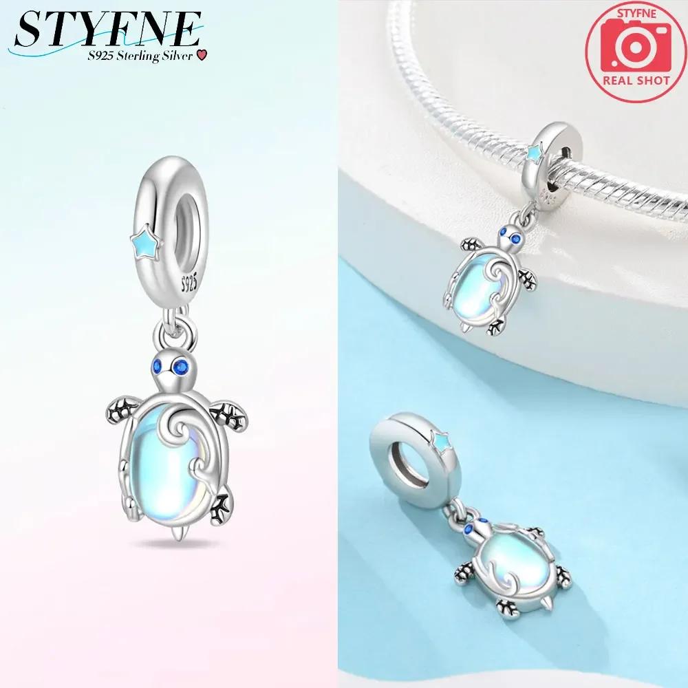 Original Copper Glass Sea Turtle Dangle Charm Fit Women'S Necklace Diy Bracelet Beads Jewelry Commemorative Gifts