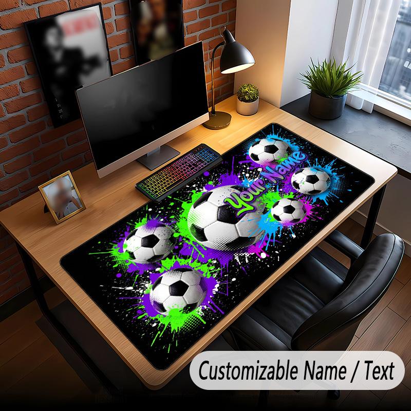 Soccer Theme Custom Mouse Pad Personalized With Name Text Customized Desk Mat For Office Home Decor