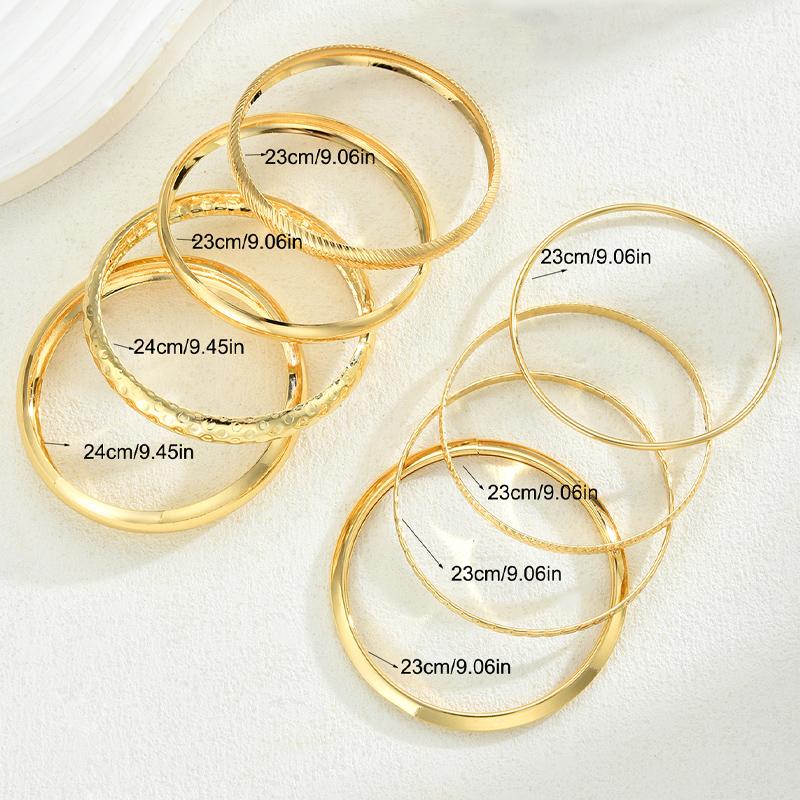 Vintage Boho Gold Color Metal Bangles Set for Women Punk Hiphop Textured Bracelets Fashion Wedding Daily Wear Party Jewelry Gift